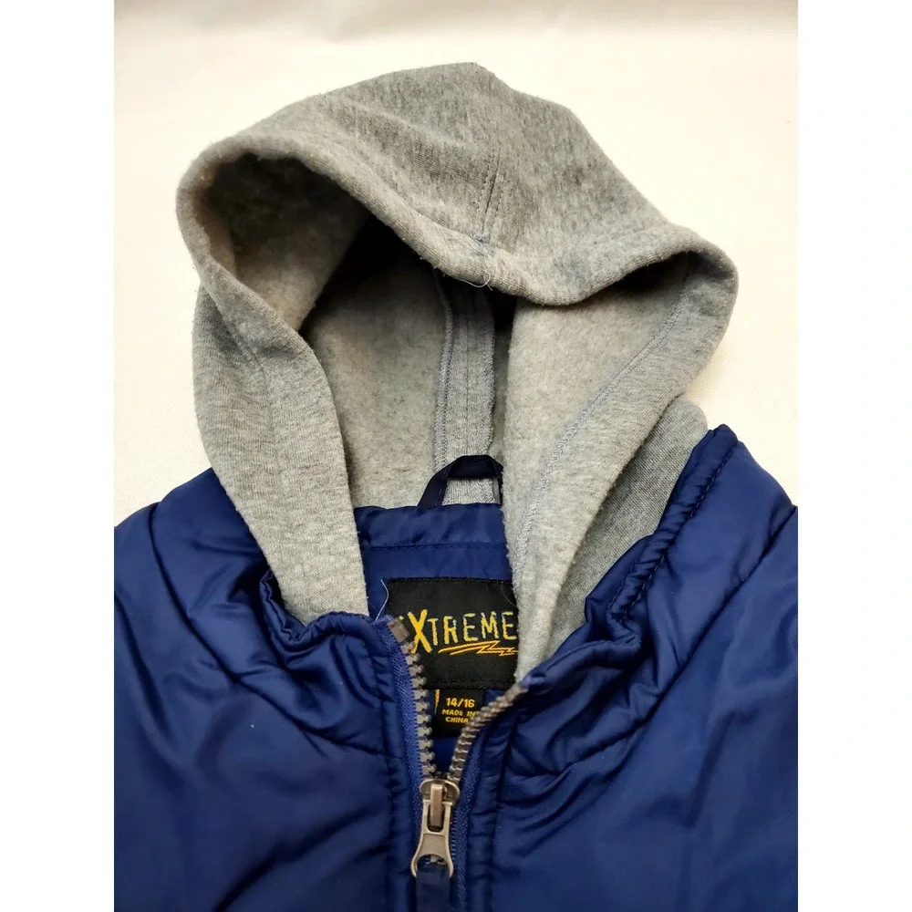 Xtreme ● Youth Blue And Green Vest‎ Jacket With Hood ● Size 14-16
